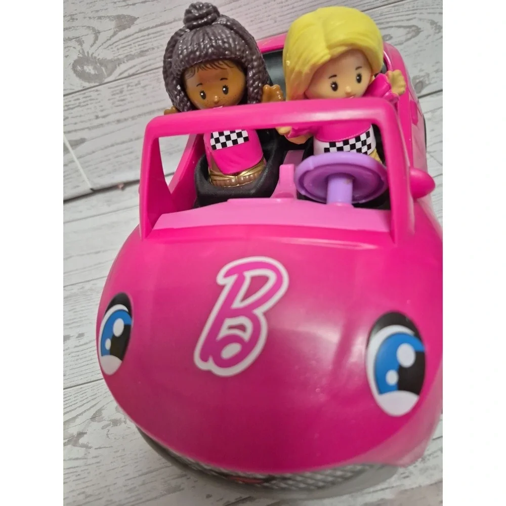 Fisher Price Little People Barbie & Friends Racing Convertible car w/2 figures